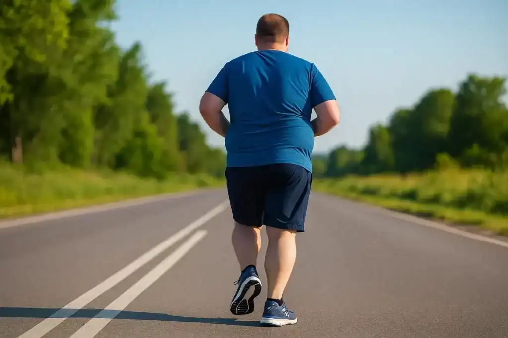 heavy male runner