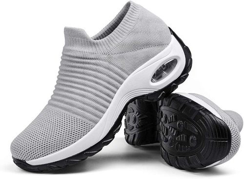 Women's Sock Sneakers Walking Shoes Mesh Slip On Air Cushion Lady Girls Modern Jazz Dance Easy Shoes Platform Loafers Grey 6 Slow Man Women's Walking Shoes Sock Sneakers Mesh Slip-On Air