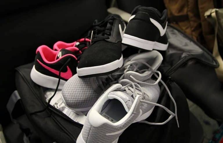 Black and white nike athletic shoes