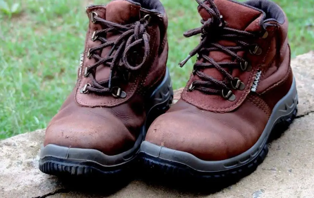 brown second hand rustic work boots