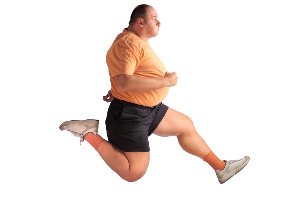 overweight man running