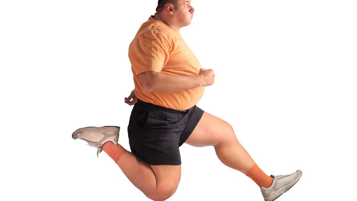 overweight man running