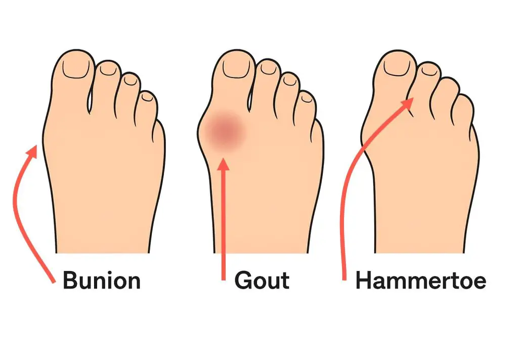 gout vs bunion vs hammertoe