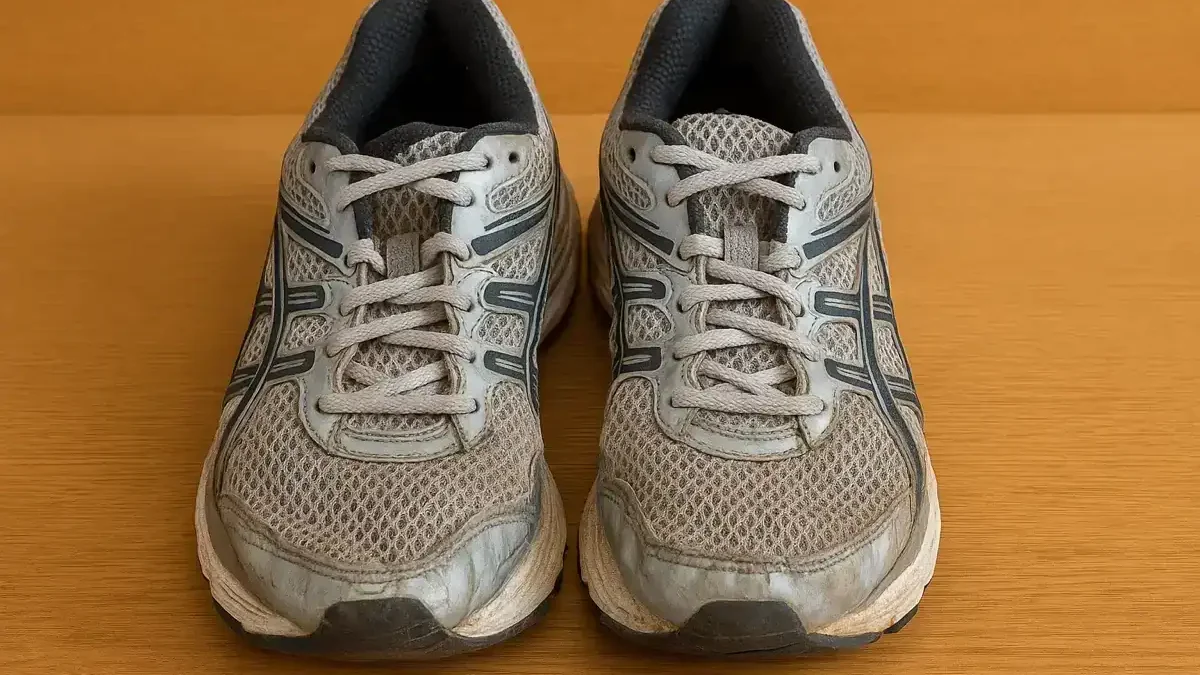 worn running shoes