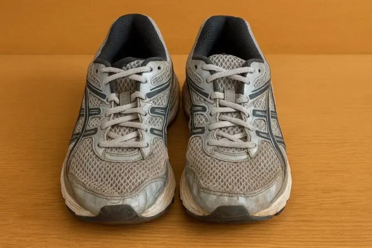 worn running shoes