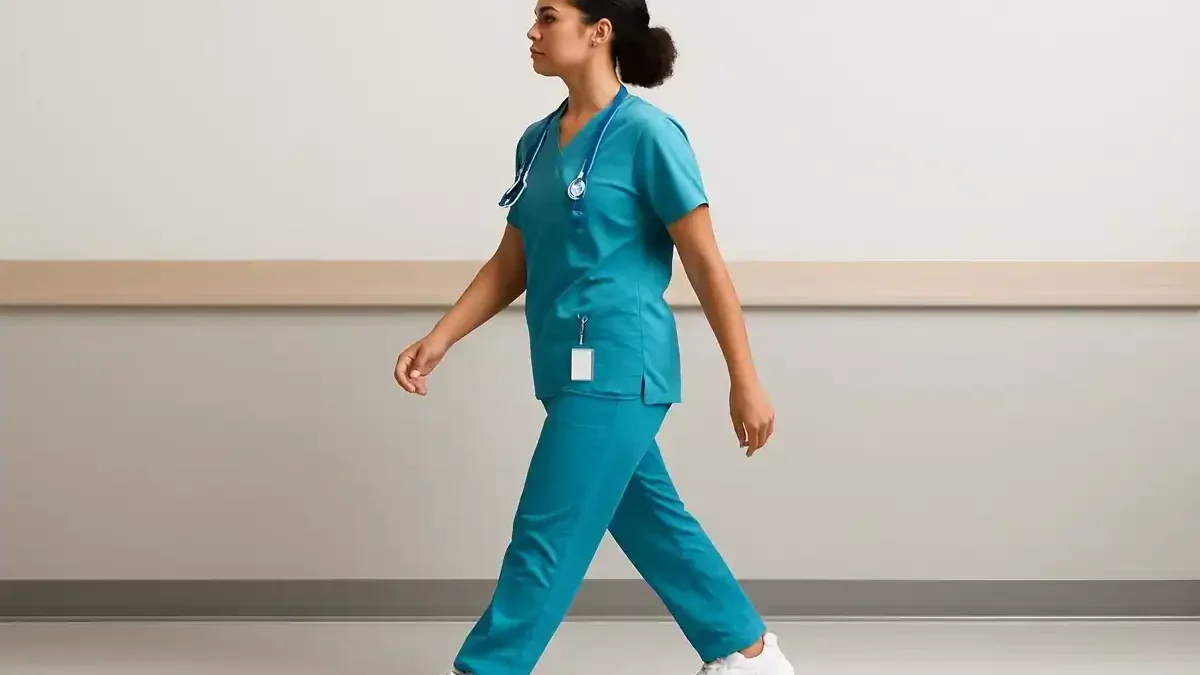 hoka bondi shoes on a nurse