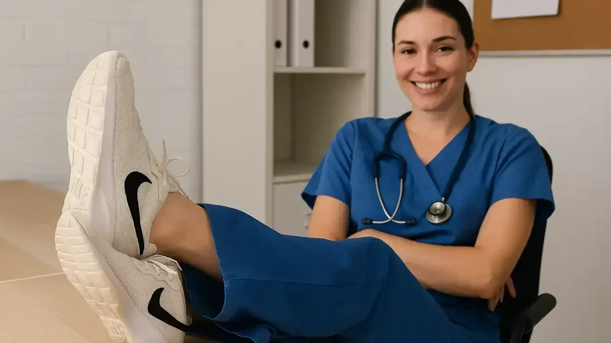 nurse wearing nike shoes