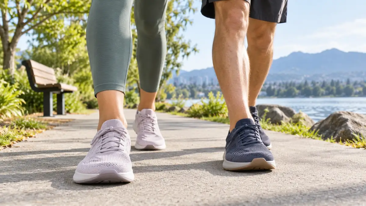widetoe box shoes worn by two walkers