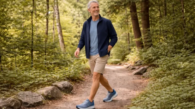 Man walking in supportive shoes outdoors