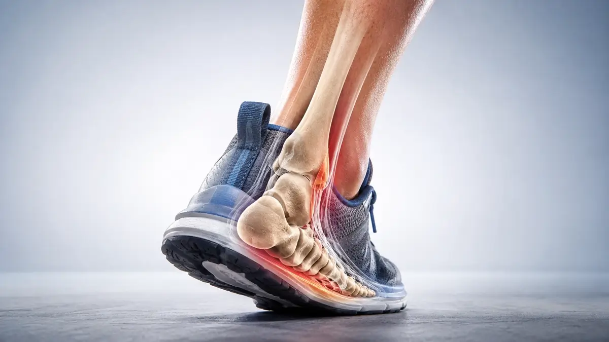 overpronation medical image of foot in running shoe