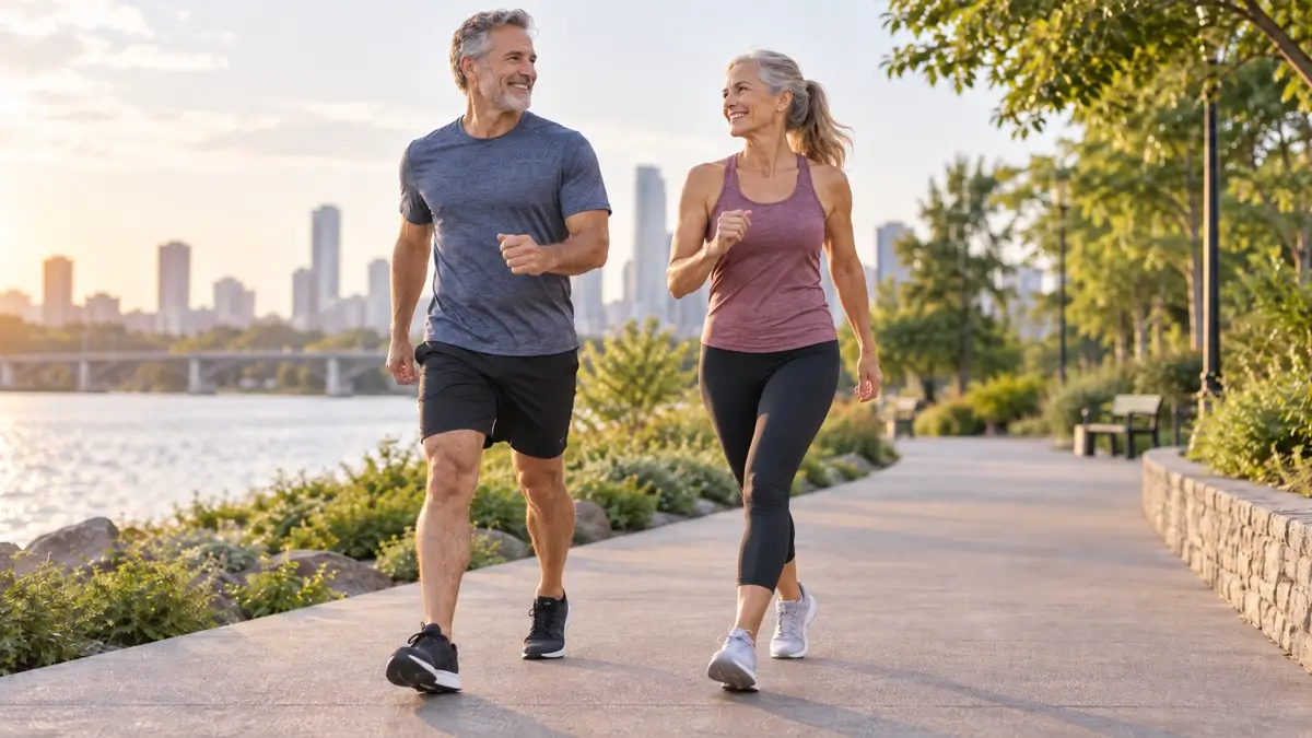 Fitness walkers wearing running shoes