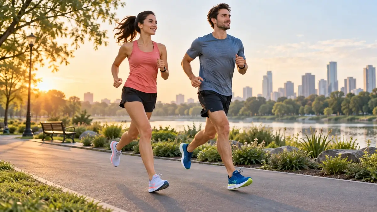 lightweight running shoes worn by two runners