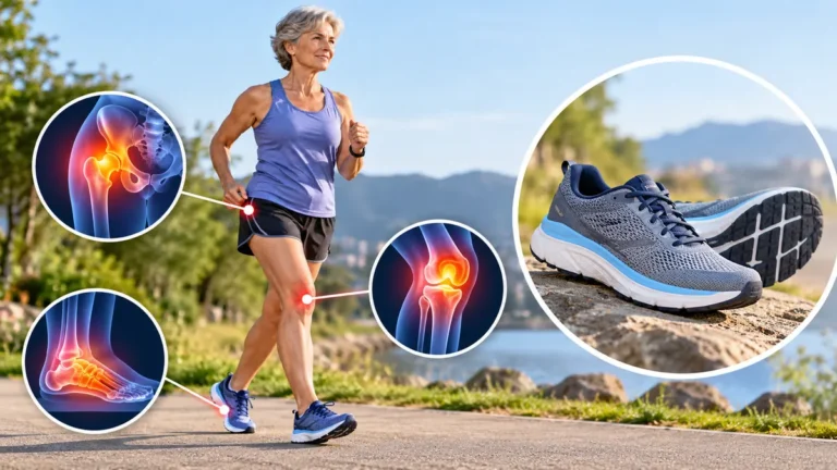 woman whose feet and knees and hips hurt when running or walking