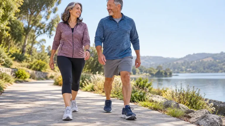 man and woman walking with wide feet